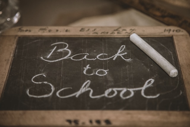 back to school written on blackboard